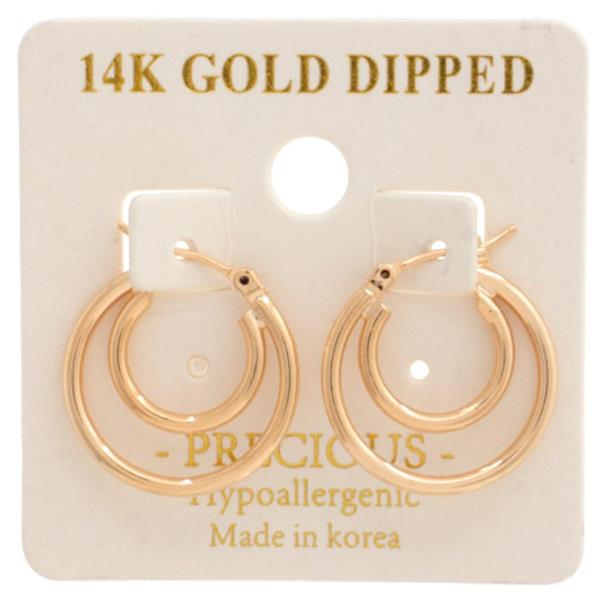 Double Hoop 14K Gold Dipped Earring
