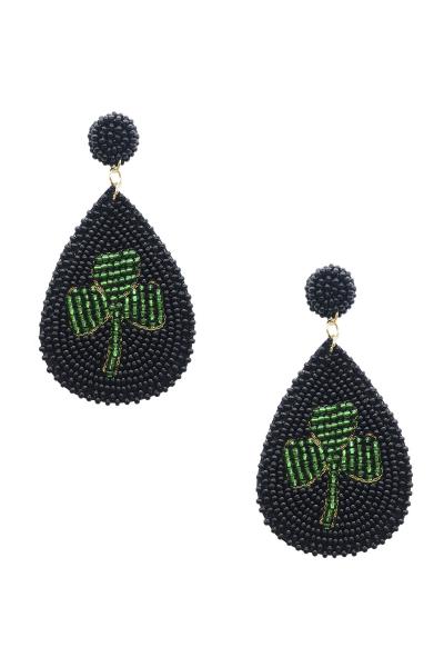 Saint Patrick`s Seed Bead Cover Teardrop Earring