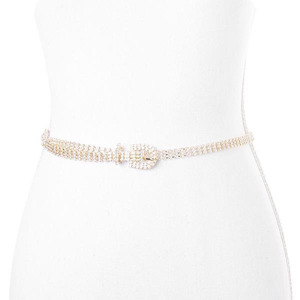 RHINESTONE BUCKLE METAL BELT