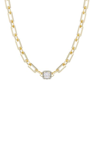 Crystal Cubic Halo Center Choker Necklace