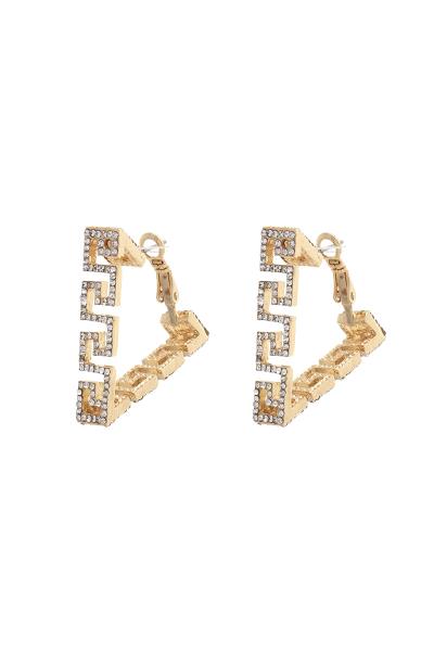 RHINESTONE MAZE PATTERN METAL POST EARRING