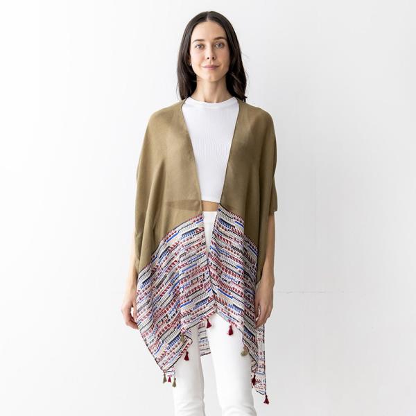 Two Tone Tassel Kimono