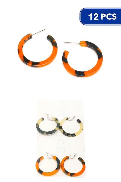 Tortoise Shell Hoop Earring (12 Units)
