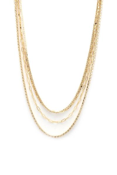 Rhinestone Oval Link Layered Necklace