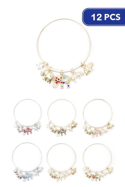 Elephant Bangle Bracelet (12 Units)