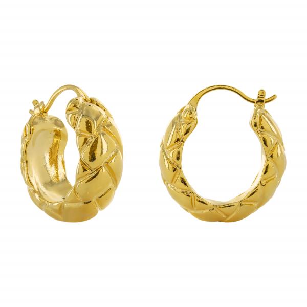 QUILTED PATTERN METAL HOOP EARRING