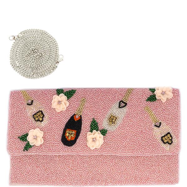 Seed Bead Clutch with Crossbody Chain