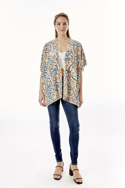 Medieval Floral Tiles Print Cover Up
