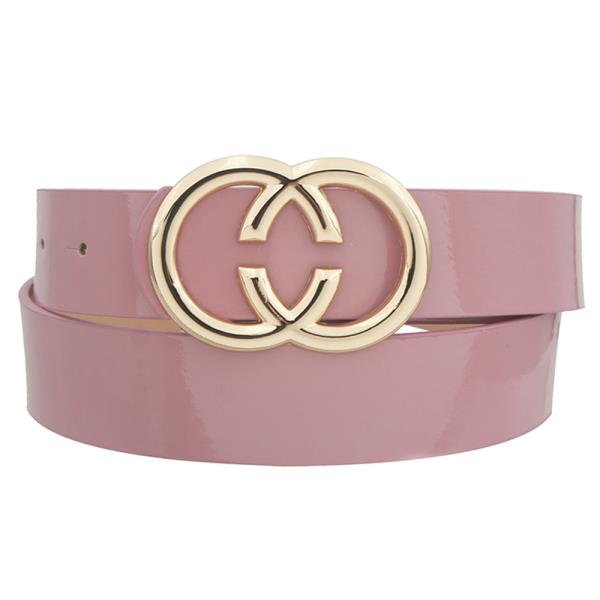 METAL BUCKLE ENAMEL BELT