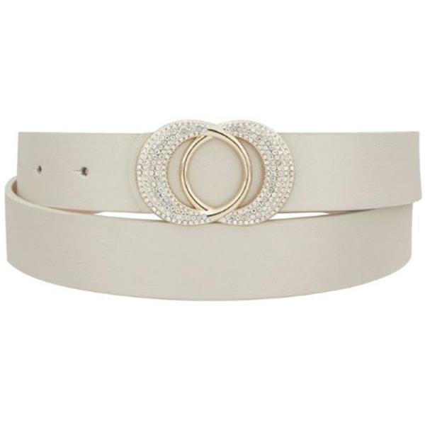 RHINESTONE METAL MIX ROUND BUCKLE BELT