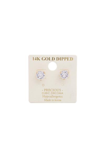 14K GOLD DIPPED CUBIC ZIRCONIA STUD EARRING