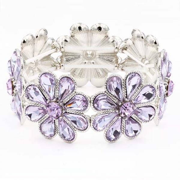 Flower Crystal Stone Stretch Bracelet