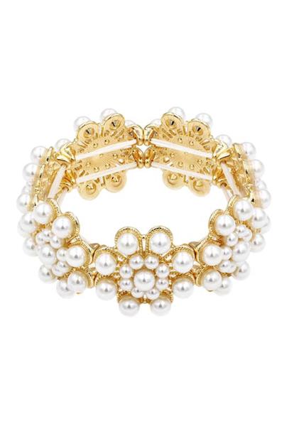 Pearl Flower Wide Stretch Bracelet