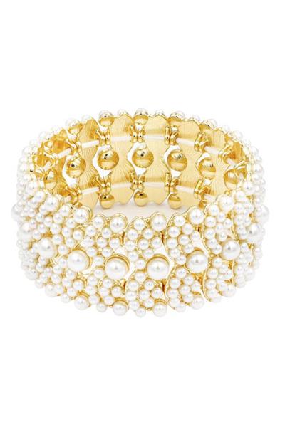 Pearl Wide Stretch Bracelet