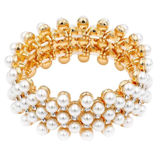 Pearl Wide Stretch Bracelet