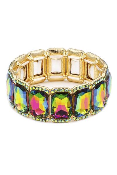 Crystal Color Stone Stretch Bracelet
