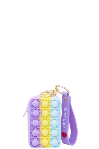Good Luck 15 Bubble Zipper Coin Pouch Key Chain
