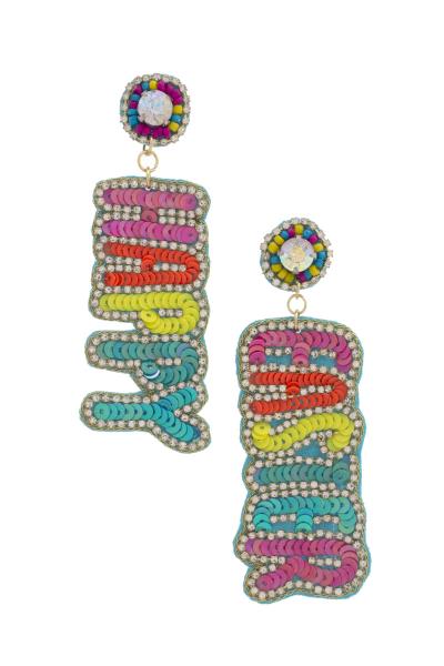 Happy Easter Sequin Dangle Earring