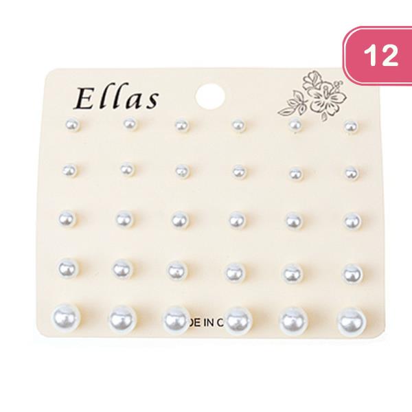 Pearl Stud Earring Set (12 Units)