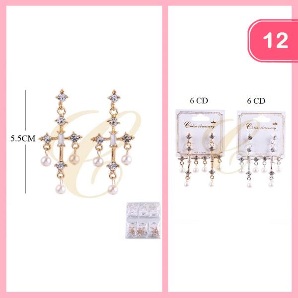 Rhinestone Cross Earring (12 Units)