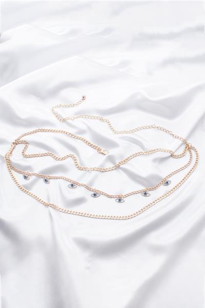 Rhinestone Evil Eye Metal Link Chain Hook Belt