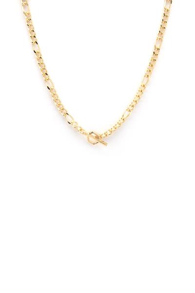 Figaro Link Hexagon Toggle Clasp Necklace
