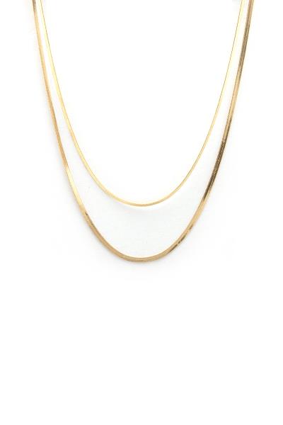 Double Flat Snake Chain Layered Necklace