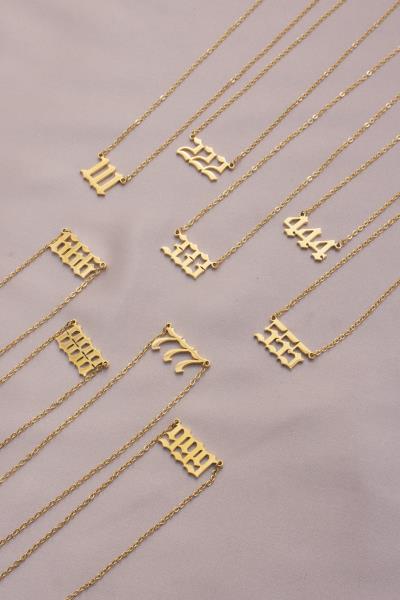 TRIPLE NUMBER PENDANT NECKLACE