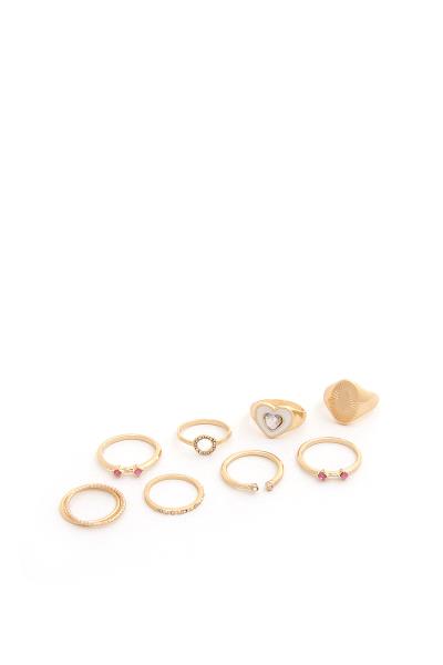 Heart Rhinestone Metal Assorted Ring Set