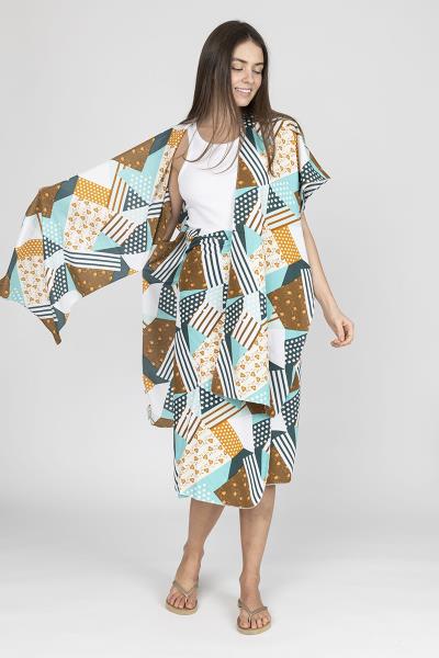 Multi Print Wrap Skirt