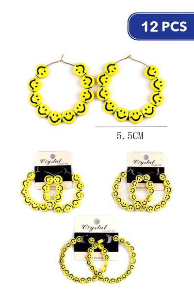 Happy Face Hoop Earring (12 Units)