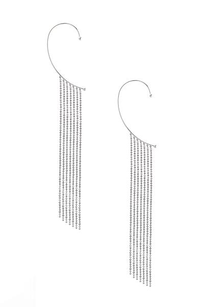 RHINESTONE BALL EARRING CUFF TASSEL