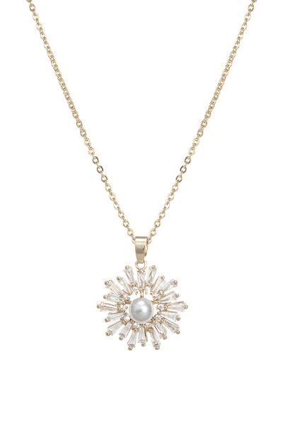 CZ BURST PEARL CENTER NECKLACE