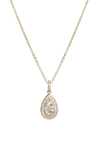 CUBIC ZIRCONIA BAGUETTE TEARDROP NECKLACE