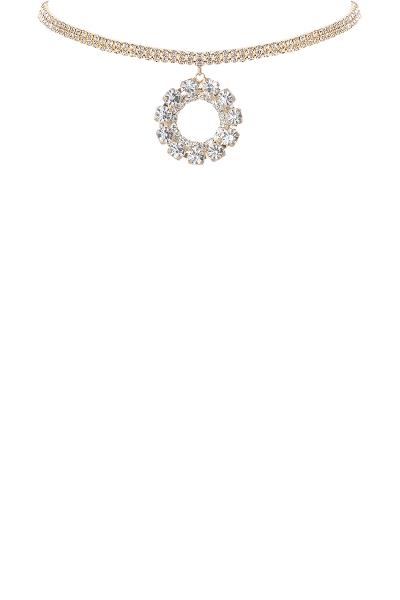 Rhinestone Round Pendant Choker Necklace