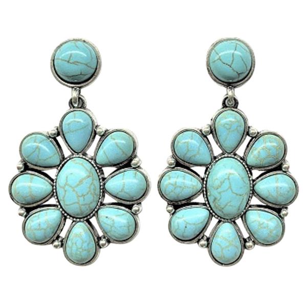 FLOWER BEADED DANGLE EARRING