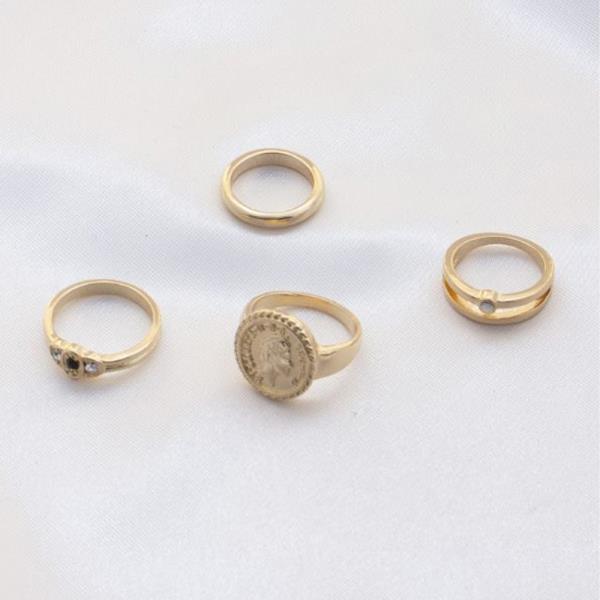 SODAJO Coin Rhinestone Assorted Ring Set