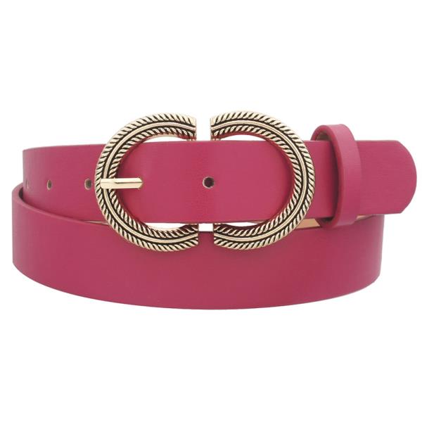 DOUBLE TEXTURED HALF CIRCLE BUCKLE BELT