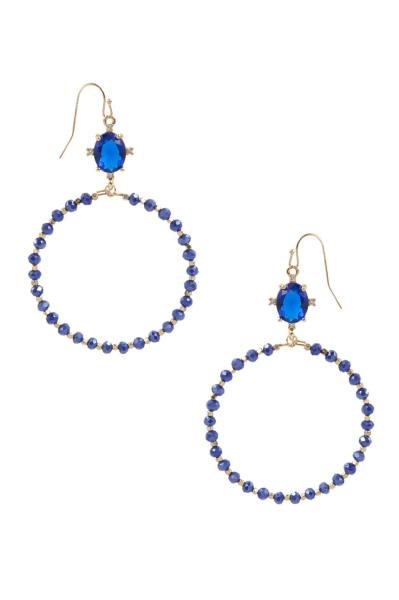 Oval Crystal Beaded Hoop Dangle Earring