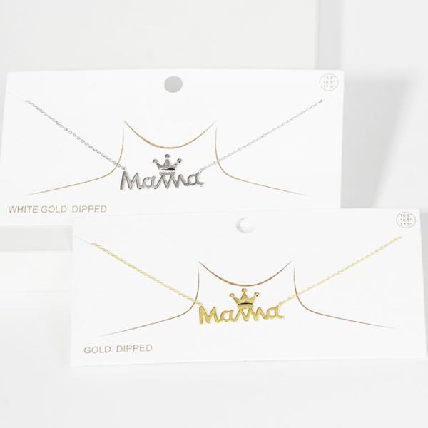 GOLD DIPPED MAMA CROWN PENDANT NECKLACE