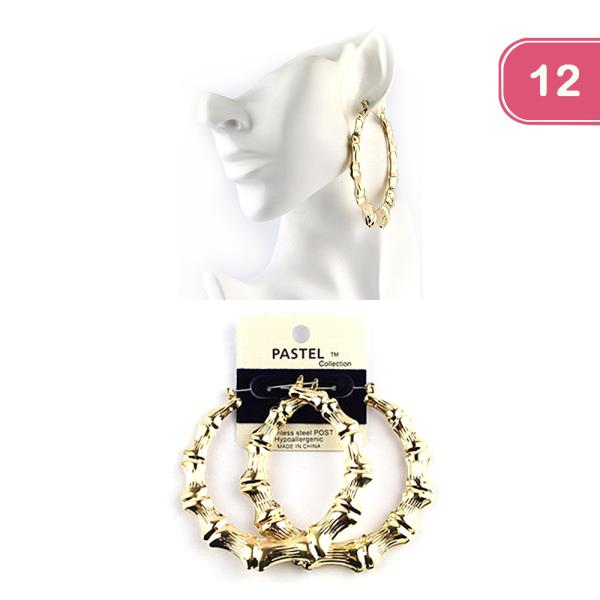 Metal Hoop Design 70mm Earring (12 Units)