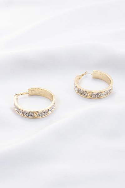 Roman Numeral Rhinestone Edge Hoop Earring