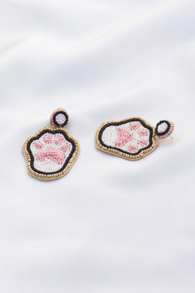 Dog Paw Seed Bead Dangle Earring