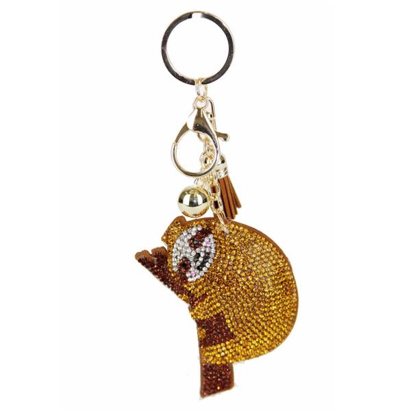 RHINESTONE SLOTH KEY CHAIN WITH TASSEL