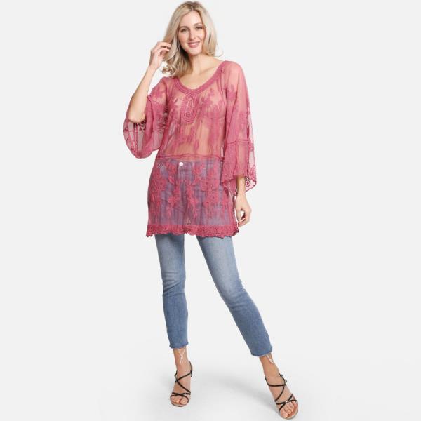 FLORAL PATTERN LACE COVER UP