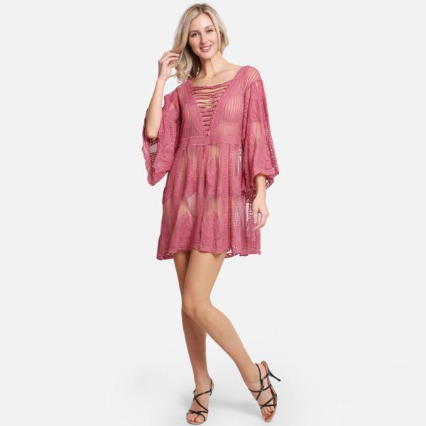 LEAF PATTERN LACE COVER UP