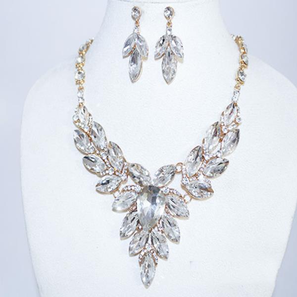 Teardrop Marquise Rhinestone Statement Necklace