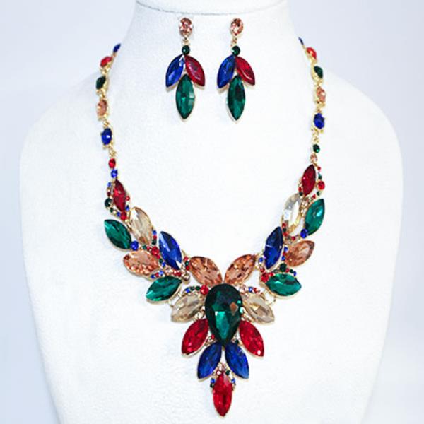 Teardrop Marquise Rhinestone Statement Necklace
