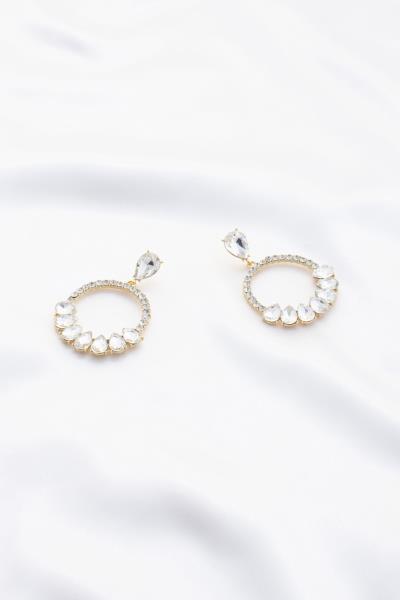 Teardrop Circle Rhinestone Earring