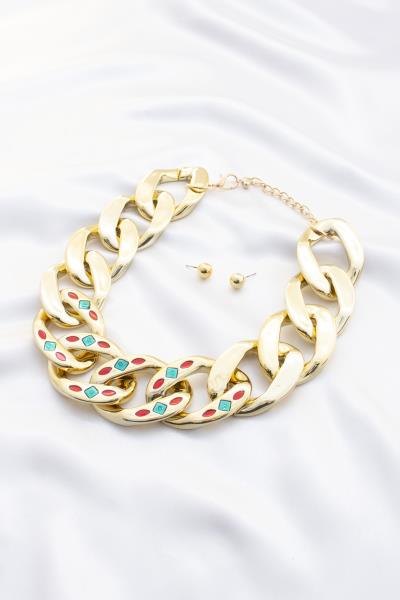 Curb Link Stone CCB Necklace